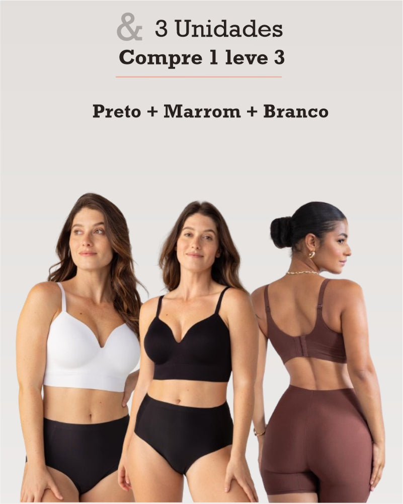 Sutiã Modelador Libelle By Fiorah - Preto + Marrom + Branco